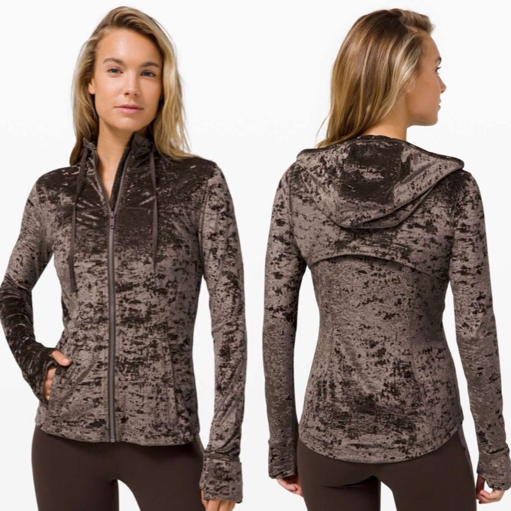 lululemon athletica Crushed Velvet Zip-Up Hoodie in Brown